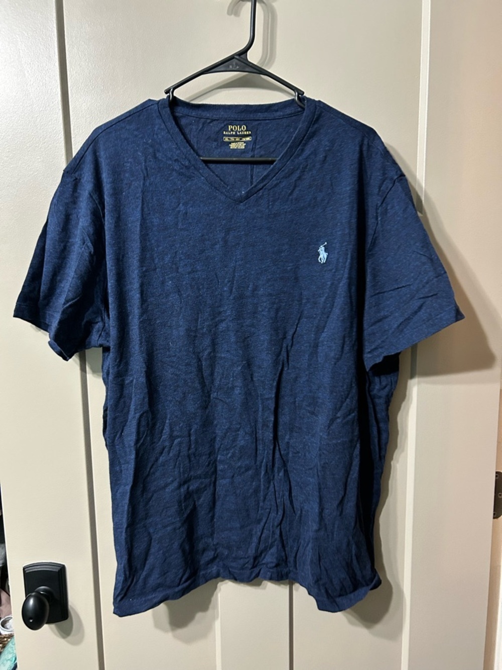 Polo by Ralph Lauren Men's Navy V-Neck Logo Tee